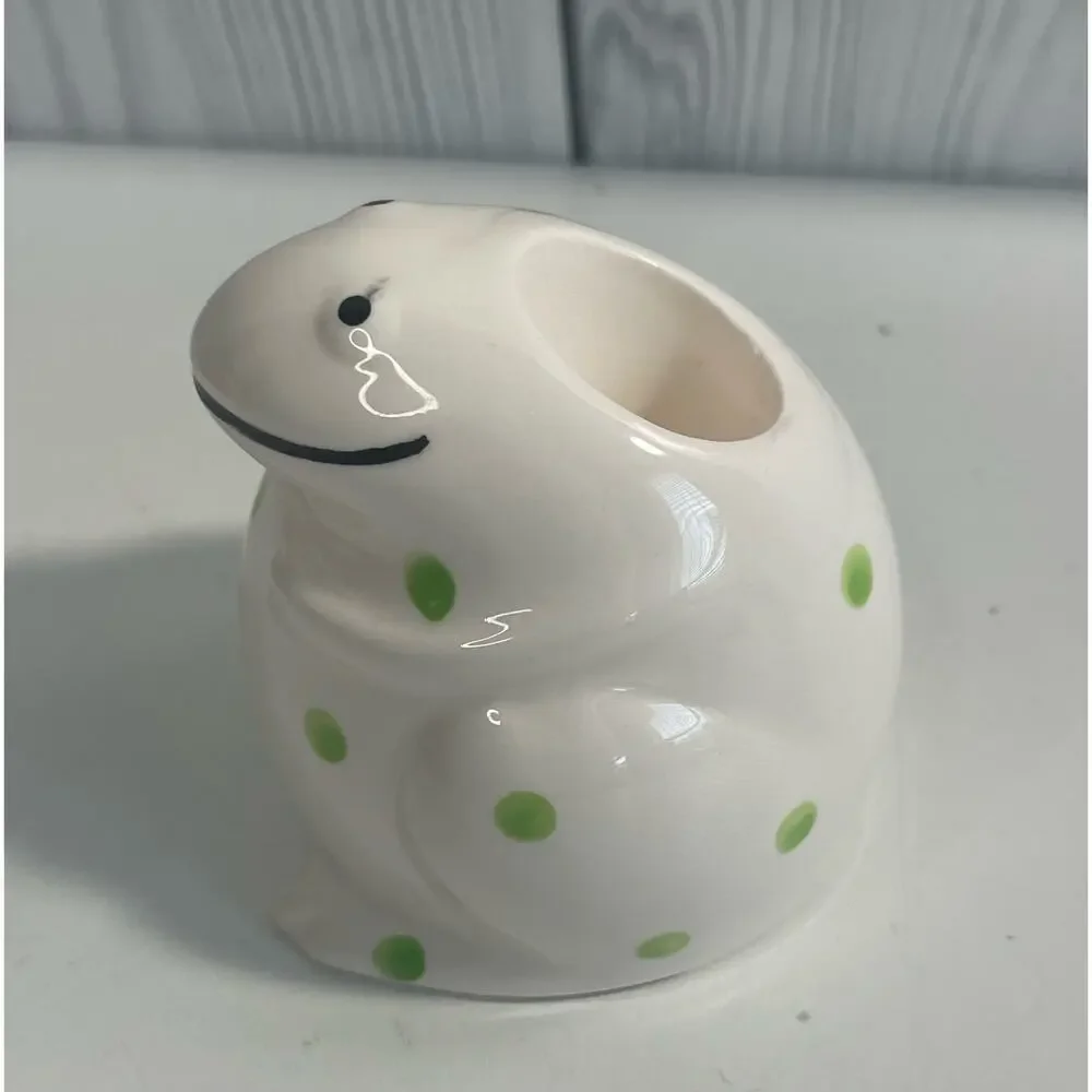 Adorable Vintage Frog Candle Holders Polka dots MCM  Japan